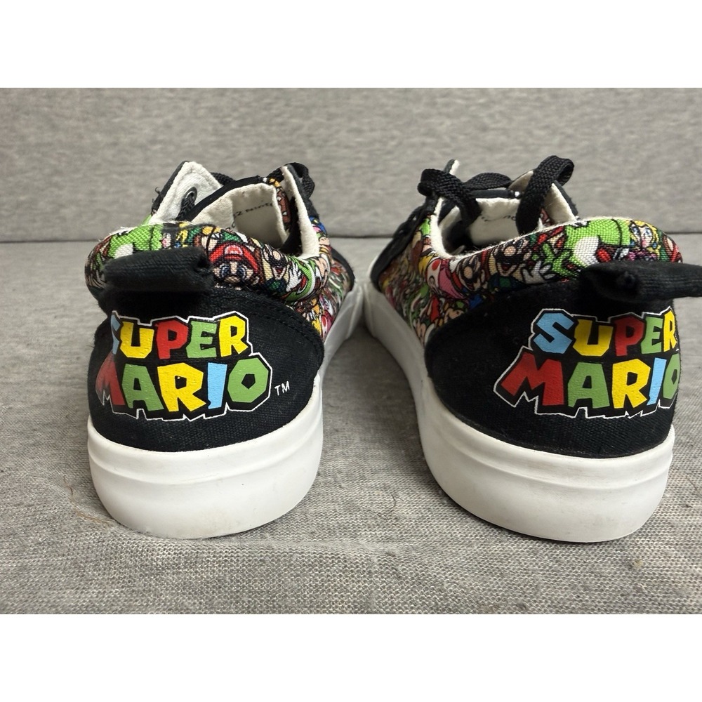 Super Mario Bros Sneakers Canvas Shoes Size 4 Boys Ground Up 2022 Multicolor Blk - Picture 5 of 10